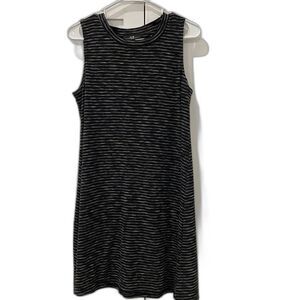 AGB Tank tee strip gray black Midi Dress, Size L